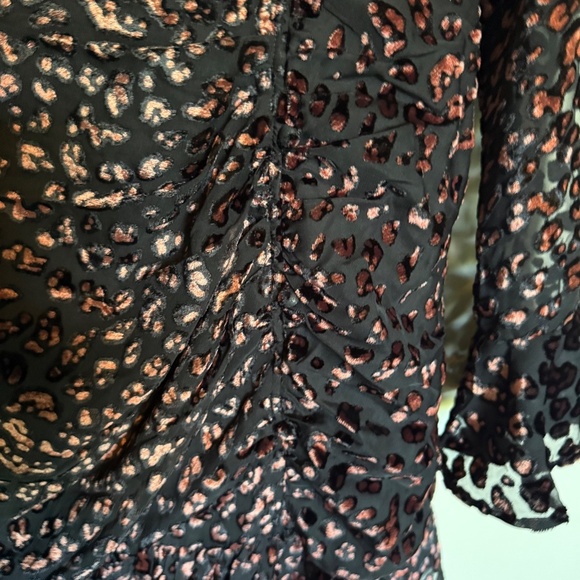 NWOT‎ ASOS Design Ruffle Wrap Leopard Burnout Velvet Mini Dress Backless Size 10 - Picture 9 of 16